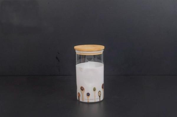 Bayev Bambu Kapak 1000 ML Yuvarlak Dökme Kavanoz -400899-