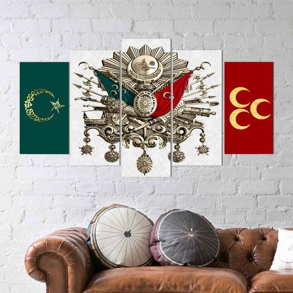 5 Parça Tablo - Osmanlı Ayyıldız - Üç Hilal