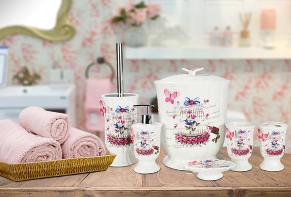 Almina New Bone Bad | WC Set Vogelkӓfig | 6 Teilig | Weiß