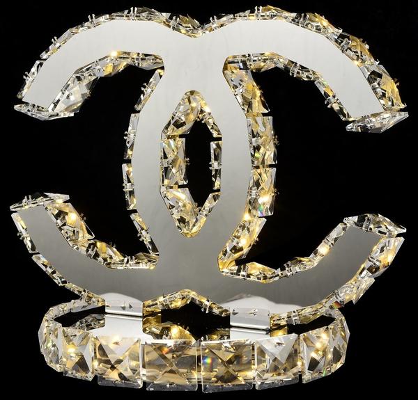 Dekonaz "CC" Yazılı Kristal Taşlı Led Dini Dekor | DTX-C27-27