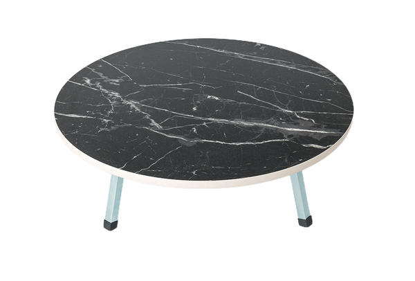 Dekonaz | Geleneksel Yer Sofrası | Masa | 70 cm | Mermer Desenli | Siyah