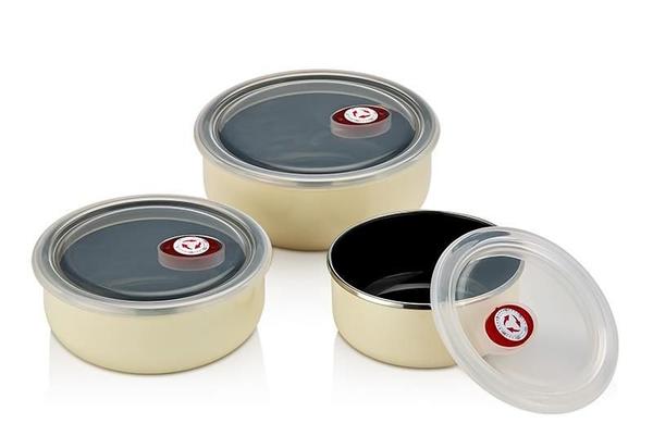 Neva Emaye 3'lü Saklama Kabı Seti Krem