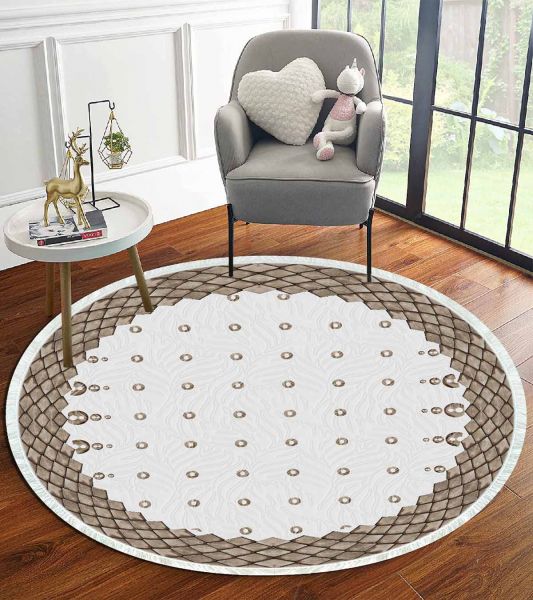 Birkilim Yuvarlak Yıkanabilir Dekoratif Halı İpeksi Kaymaz Taban | MLN-IP-YU-HT-1032