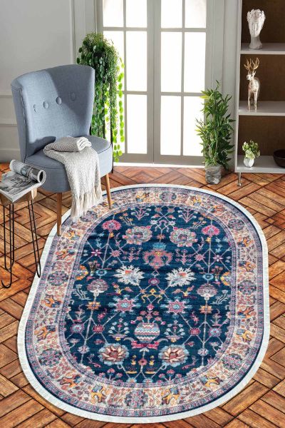 Birkilim Oval Yıkanabilir İpeksi Kaymaz Taban Dekoratif Halı | MLN-IP-O-HT-995