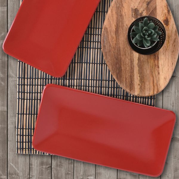 Keramika | 2'li Siera Mat Kırmızı Kayık Tabak 33 Cm