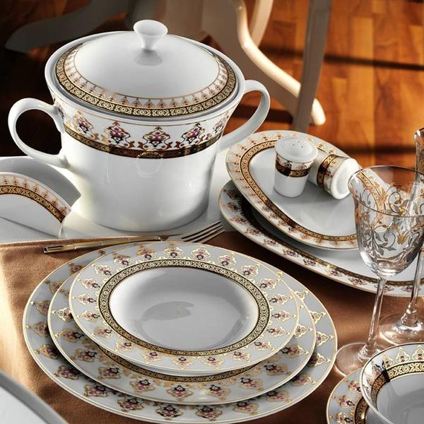 Kütahya Porselen İris 97 Parça Asil Yemek Takımı | Yuvarlak | 12 Kişilik | 6611