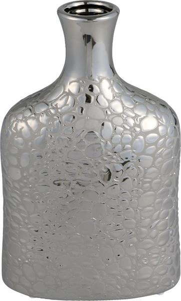 Dekonaz Stein Verzierte Porzellan Vase | Silber | 16x30cm