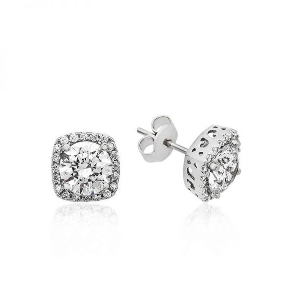 Gümüş Kare Montür Pırlanta Modeli Küpe