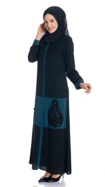 Beyza Uzay Ferace Petrol - Siyah