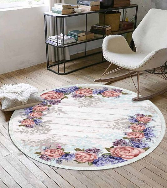 Birkilim Yuvarlak Yıkanabilir Dekoratif Halı İpeksi Kaymaz Taban | MLN-IP-YU-HS-454
