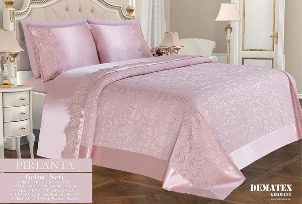 Dematex Braut Set Diamant | Bettdecken und Bettwäschen Set | Pink