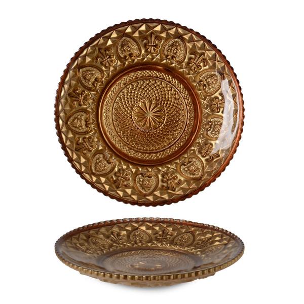 RB-5.25 POUDRE YALDIZ ASSIETTE À PÂTES EN VERRE BRUN 6LI Carton Boîte 14 cm | IPEK-33113TYK