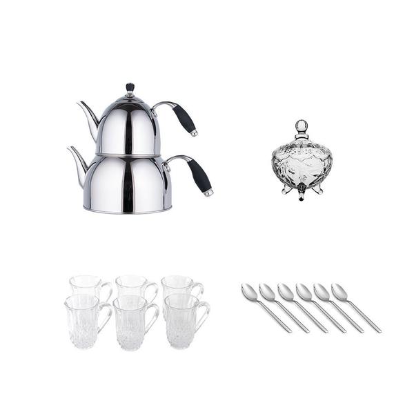 Süper Çay Seti | Çaydanlık | Çay Bardağı | Şekerlik | Çay Kaşığı | Super-cay-4