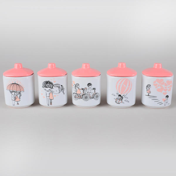 Kera&Mira Pink Love Baharat Takımı 8 cm 5 Adet | Keramika