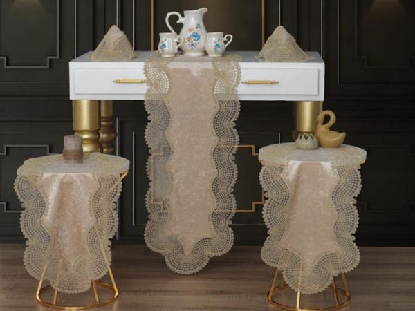 Mitgift Land Skyline 5-teiliges Samt-Wohnzimmer-Set Cappucino