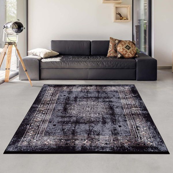 Siela | Gold Desenli | Yıkanabilen Halı | Gri | 1708-Grau