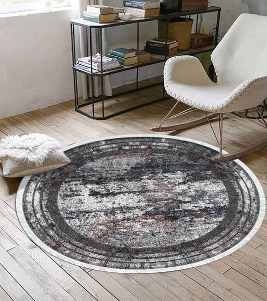 Birkilim Yuvarlak Yıkanabilir Dekoratif Halı İpeksi Kaymaz Taban | MLN-IP-YU-HY-1316