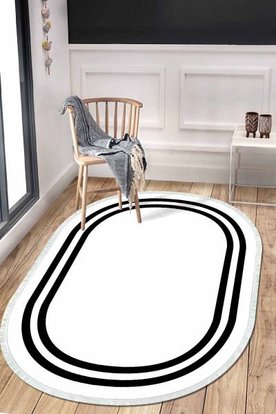 Birkilim Oval Yıkanabilir İpeksi Kaymaz Taban Dekoratif Halı | MLN-IP-O-HT-529