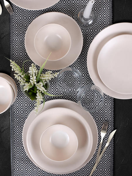 Ege Mat - Ensemble à dîner blanc cassé 24 pièces pour 6 personnes | Keramika