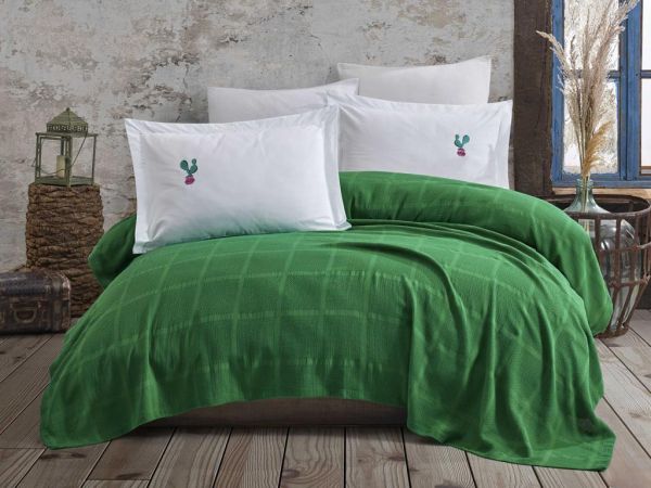 Dowery Dowry Rainbow Besticktes gewebtes Pique-Set Grün