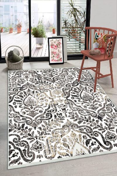 Birkilim Yıkanabilir Dekoratif Halı İpeksi Kaymaz Taban | MLN-IP-HS-357