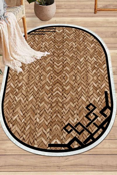 Birkilim Oval Yıkanabilir İpeksi Kaymaz Taban Dekoratif Halı | MLN-IP-O-SD-357