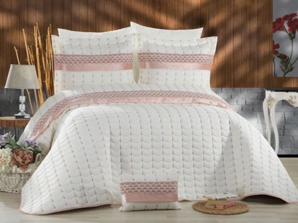 Colors Micro Çift Kişilik Yatak Örtüsü Krem Pudra