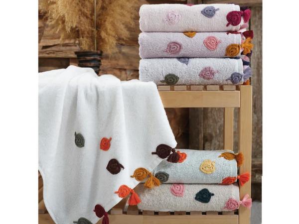 Angelina Poppy Püsküllü El Yüz Havlusu Gri