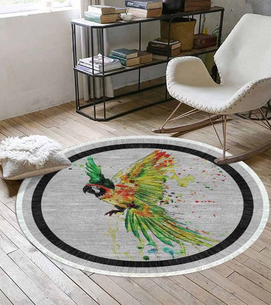 Birkilim Yuvarlak Yıkanabilir Dekoratif Halı İpeksi Kaymaz Taban | MLN-IP-YU-HS-253
