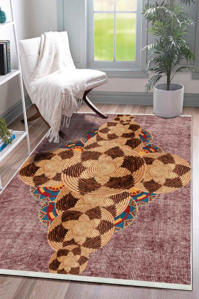Birkilim Yıkanabilir Dekoratif Halı İpeksi Kaymaz Taban | MLN-IP-SD-367