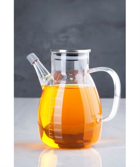 Acar | Evie Metal Lid Oval Glass Oil Pot 800 ml