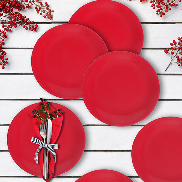 صحن كيك إيجة أحمر 20 سم 6 قطع 506 | كيراميكا