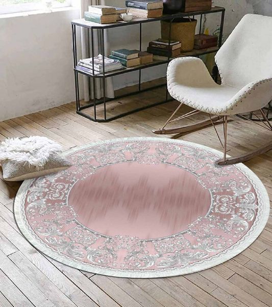 Birkilim Yuvarlak Yıkanabilir Dekoratif Halı İpeksi Kaymaz Taban | MLN-IP-YU-HK-083