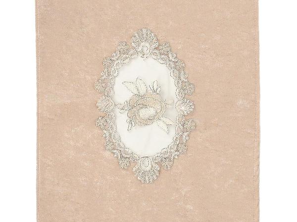 Goncagül Lux Applique Velvet Runner Cappucino