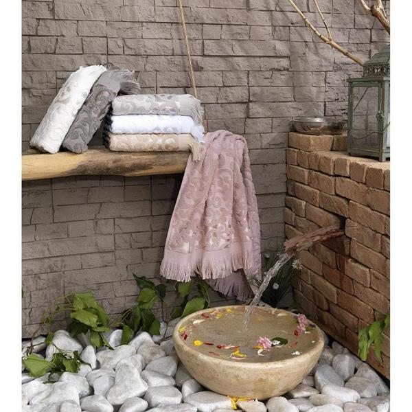 Kazel El Havlusu Seti %100 Pamuk 4 Parça Pembe Beyaz