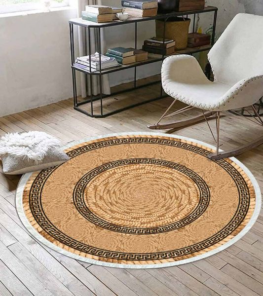 Birkilim Yuvarlak Yıkanabilir Dekoratif Halı İpeksi Kaymaz Taban | MLN-IP-YU-SD-353