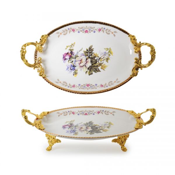 İpek | Metal Ayaklı Porselen Meyvelik 33 cm | DY8117-13