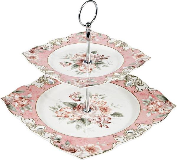 Almina New Bone 2 Katlı Servis Tabağı Etajer | AL-1979