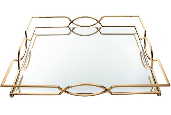 Dekonaz Aynalı Servis Tepsi | Altın | By-me-xl-G