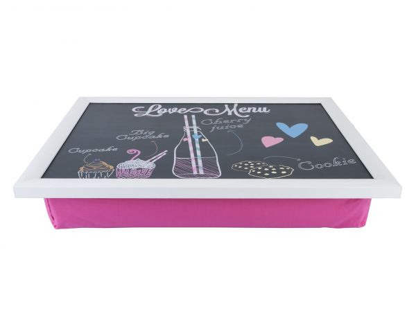 Tantitoni | Love Pembe Desenli Yastıklı Keyif Tepsisi