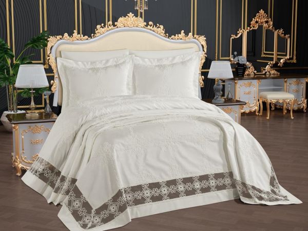 Çeyizdiyarı Sofia 6 Parça Pike Takımı Krem