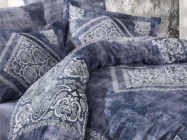 Grace Digital Premium Saten Çift Kişilik Nevresim Takımı Blue | Dantela