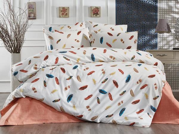 Mitgift Land gefiedert Doppel Bettbezug Set Weiß