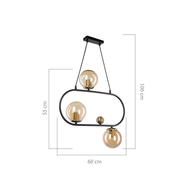 Tabal 3-teiliger Kronleuchter Schwarz