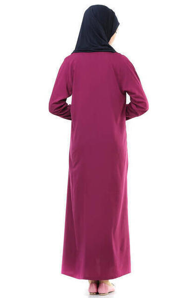 İhvan 5007-4 Fuşya Kendinden Örtülü Pratik Namaz Elbisesi