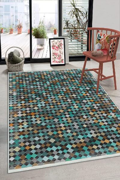 Birkilim Yıkanabilir Dekoratif Halı İpeksi Kaymaz Taban | MLN-IP-HS-326