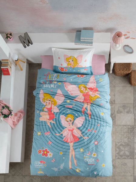 Clasy Ranforce Power Girl v1 Turkuaz Tek Kişilik Nevresim Takımı