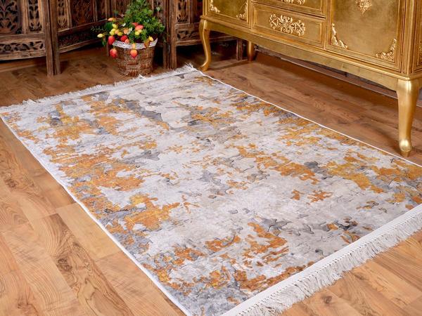 Latex Kaymaz Taban Dijital Baskı Kadife Halı Alaçatı Sarı 150x220 Cm