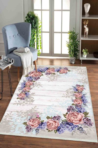 Birkilim Yıkanabilir Dekoratif Halı İpeksi Kaymaz Taban | MLN-IP-HK-0164