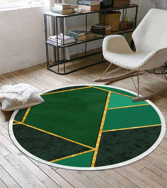 Birkilim Yuvarlak Yıkanabilir Dekoratif Halı İpeksi Kaymaz Taban | MLN-IP-YU-HS-317